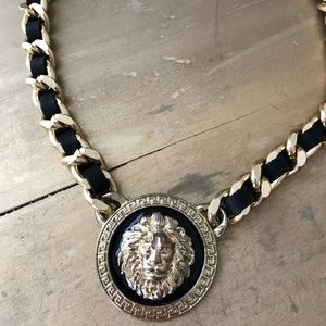 Lion Head Gold & Black Necklace